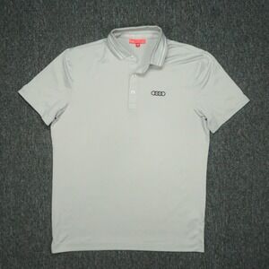 Redvanly Shirt Mens Medium Gray Performance Polo Short Sleeve Golf Tennis